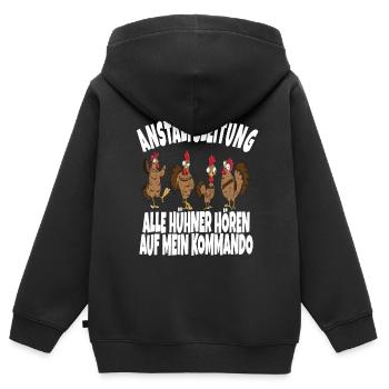 Anstaltsleitung Huhn Küken hören auf dein Kommando - Kinder Premium Organic Zip Hoodie - Schwarz - Hinten - AI Model Kid Male (0cm)
