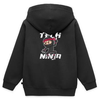 Technischer Support - Kinder Premium Organic Zip Hoodie - Schwarz - Hinten - AI Model Kid Male (0cm)