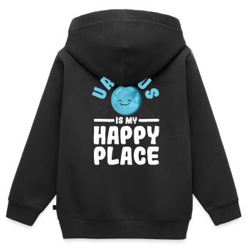 Uranus est mon endroit heureux - Uranus Planet Space - Sweat Premium à capuche zippé enfant bio - noir - Dos - AI Model Kid Male (0cm)