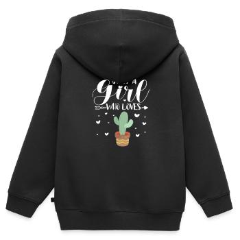 Cactus Fille Cactus Fille Fille Cadeau - Sweat Premium à capuche zippé enfant bio - noir - Dos - AI Model Kid Male (0cm)