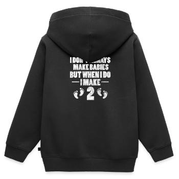 Zwillinge - Kinder Premium Organic Zip Hoodie - Schwarz - Hinten - AI Model Kid Male (0cm)