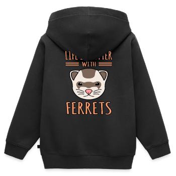 Furet - Sweat Premium à capuche zippé enfant bio - noir - Dos - AI Model Kid Male (0cm)