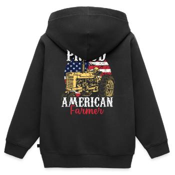 Stolzer Amerikanischer Landwirt - Kinder Premium Organic Zip Hoodie - Schwarz - Hinten - AI Model Kid Male (0cm)