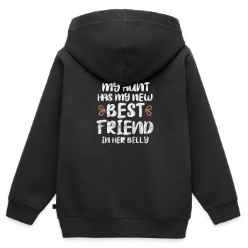 Naissance de tante - Sweat Premium à capuche zippé enfant bio - noir - Dos - AI Model Kid Male (0cm)