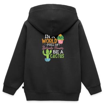 Kaktus - Kinder Premium Organic Zip Hoodie - Schwarz - Hinten - AI Model Kid Male (0cm)