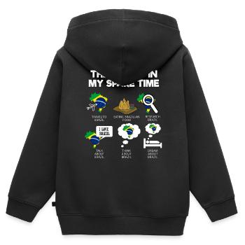 Brésil - Sweat Premium à capuche zippé enfant bio - noir - Dos - AI Model Kid Male (0cm)