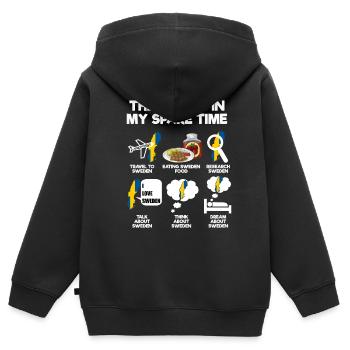 Suède - Sweat Premium à capuche zippé enfant bio - noir - Dos - AI Model Kid Male (0cm)