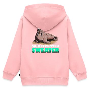 Walross Leuchtturm Norddeutsche Schietwetter - Kinder Premium Organic Zip Hoodie - Rosa - Hinten - AI Model Kid Female (0cm)