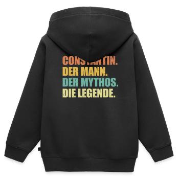 Constantin Name Mythos Legende Spruch Geschenk - Kinder Premium Organic Zip Hoodie - Schwarz - Hinten - AI Model Kid Male (0cm)