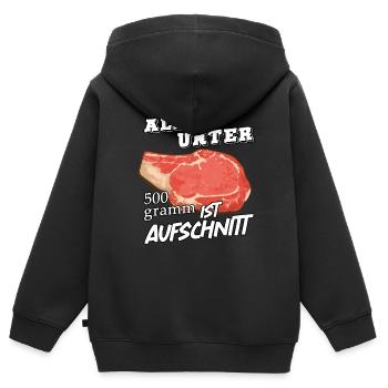 Fleisch - Kinder Premium Organic Zip Hoodie - Schwarz - Hinten - AI Model Kid Male (0cm)