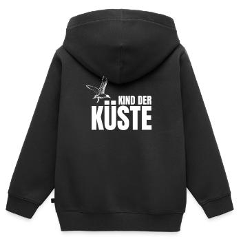 Kind der Küste mit Möwe für Kinder der Küste - Kinder Premium Organic Zip Hoodie - Schwarz - Hinten - AI Model Kid Male (0cm)