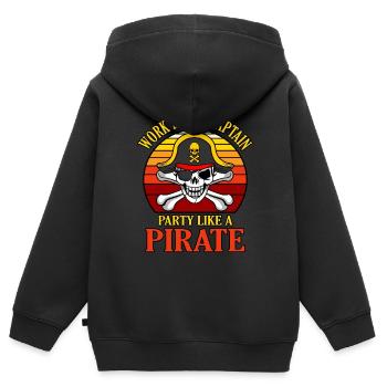 Pirat - Kinder Premium Organic Zip Hoodie - Schwarz - Hinten - AI Model Kid Male (0cm)