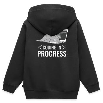 Programmieren Computer Nerd Katze - Kinder Premium Organic Zip Hoodie - Schwarz - Hinten - AI Model Kid Male (0cm)