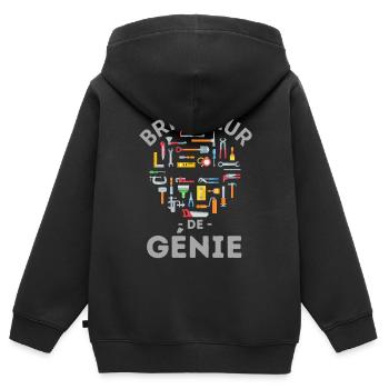 Bricoleur de génie - Sweat Premium à capuche zippé enfant bio - noir - Dos - AI Model Kid Male (0cm)