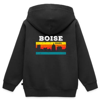 Boise Idaho - Sweat Premium à capuche zippé enfant bio - noir - Dos - AI Model Kid Male (0cm)