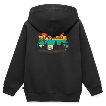 Amsterdam - Sweat Premium à capuche zippé enfant bio - noir - Dos - AI Model Kid Male (0cm)
