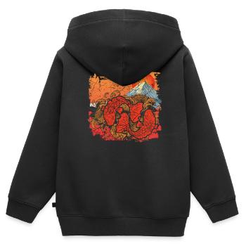 Japanese Art - Kids Premium Organic Zip-up Hoodie - black - Back - AI Model Kid Male (0cm)