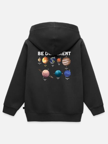 Ole erilainen - Venus Planet Solar System - Lasten Premium vetoketjullinen huppari luomu - musta