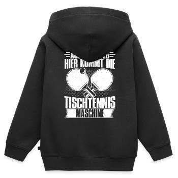 Tischtennis Maschine Tischtennisspieler Geschenk - Kinder Premium Organic Zip Hoodie - Schwarz - Hinten - AI Model Kid Male (0cm)