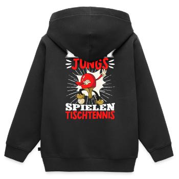 Coole Jungs Spielen Tischtennis Geschenk - Kinder Premium Organic Zip Hoodie - Schwarz - Hinten - AI Model Kid Male (0cm)