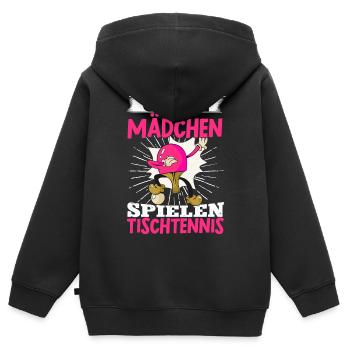Coole Mädchen Spielen Tischtennis Geschenk - Kinder Premium Organic Zip Hoodie - Schwarz - Hinten - AI Model Kid Male (0cm)