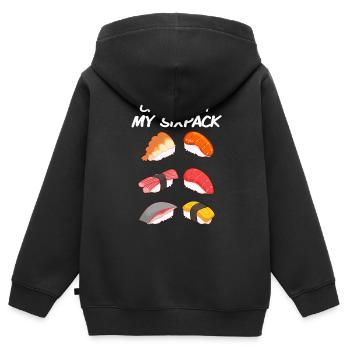 Six paquets de sushis - Sweat Premium à capuche zippé enfant bio - noir - Dos - AI Model Kid Male (0cm)