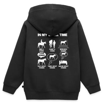 Cheval - Sweat Premium à capuche zippé enfant bio - noir - Dos - AI Model Kid Male (0cm)