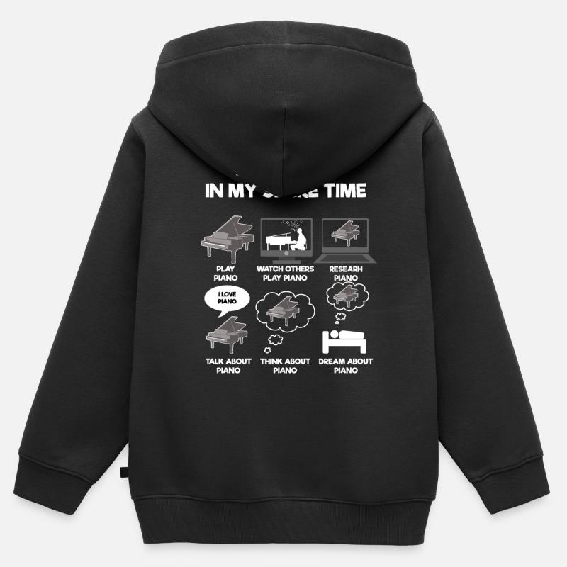 Piano Klavier - Sweat Premium à capuche zippé enfant bio - noir