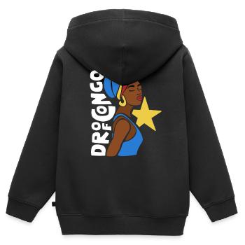 DRC DR of Congo Kongo Kinshasa Black Heritage - Kinder Premium Organic Zip Hoodie - Schwarz - Hinten - AI Model Kid Male (0cm)