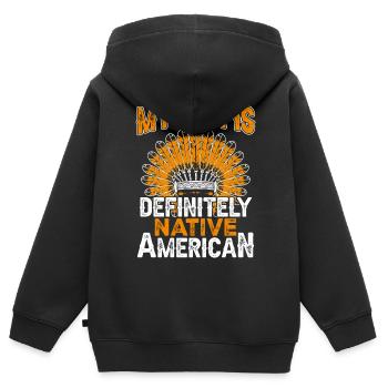 Indianisches Zitat Meine DNA ist - Kinder Premium Organic Zip Hoodie - Schwarz - Hinten - AI Model Kid Male (0cm)