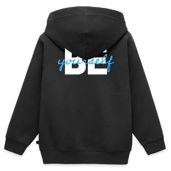 soyez vous-même - Sweat Premium à capuche zippé enfant bio - noir - Dos - AI Model Kid Male (0cm)
