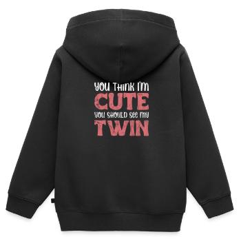 Zwillinge - Kinder Premium Organic Zip Hoodie - Schwarz - Hinten - AI Model Kid Male (0cm)