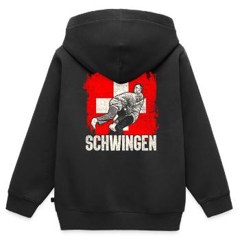 Schwingen Schweiz Sport - Kinder Premium Organic Zip Hoodie - Schwarz - Hinten - AI Model Kid Male (0cm)
