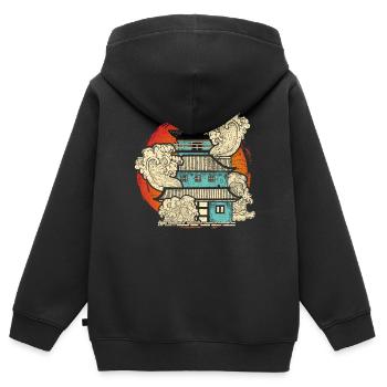 Japanische Kunst - Kinder Premium Organic Zip Hoodie - Schwarz - Hinten - AI Model Kid Male (0cm)