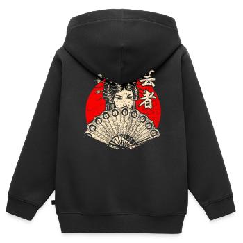 Japan Geisha - Kinder Premium Organic Zip Hoodie - Schwarz - Hinten - AI Model Kid Male (0cm)