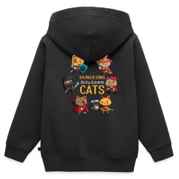 Katzenbesitzer Dungeons Cats Stubentiger Hauskatze - Kinder Premium Organic Zip Hoodie - Schwarz - Hinten - AI Model Kid Male (0cm)