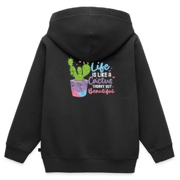 Kaktus - Kinder Premium Organic Zip Hoodie - Schwarz - Hinten - AI Model Kid Male (0cm)