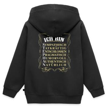 Pour la meilleure personne - Je suis Stephan - Sweat Premium à capuche zippé enfant bio - noir - Dos - AI Model Kid Male (0cm)