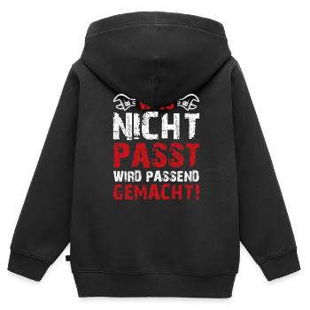 Was Nicht Passt Wird Passend Gemacht Handwerker - Kinder Premium Organic Zip Hoodie - Schwarz - Hinten - AI Model Kid Male (0cm)