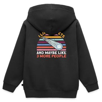 J’aime les comètes et peut-être comme 3 autres personnes - Comet - Sweat Premium à capuche zippé enfant bio - noir - Dos - AI Model Kid Male (0cm)