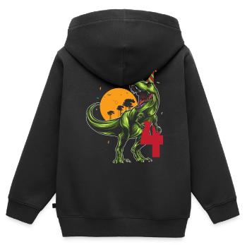4 Jahre Alter Geburtstag Kinder Dinosaurier T-rex - Kinder Premium Organic Zip Hoodie - Schwarz - Hinten - AI Model Kid Male (0cm)