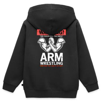 Armdrücken - Kinder Premium Organic Zip Hoodie - Schwarz - Hinten - AI Model Kid Male (0cm)