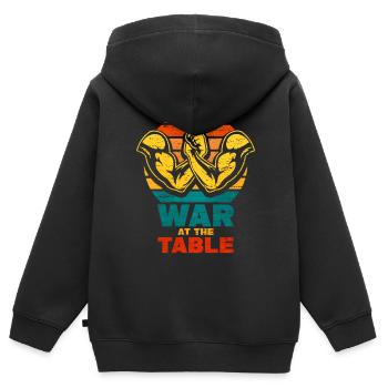 Armdrücken - Kinder Premium Organic Zip Hoodie - Schwarz - Hinten - AI Model Kid Male (0cm)
