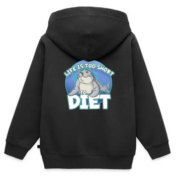 Humor - Kinder Premium Organic Zip Hoodie - Schwarz - Hinten - AI Model Kid Male (0cm)