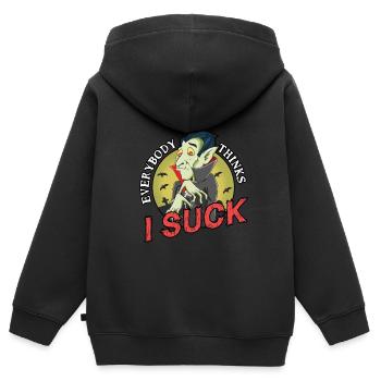 Humor - Kinder Premium Organic Zip Hoodie - Schwarz - Hinten - AI Model Kid Male (0cm)