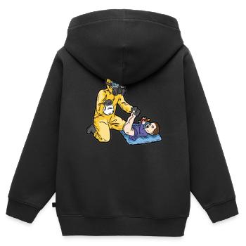 Stinkende Windelwechsel-Gasmaske - Kinder Premium Organic Zip Hoodie - Schwarz - Hinten - AI Model Kid Male (0cm)