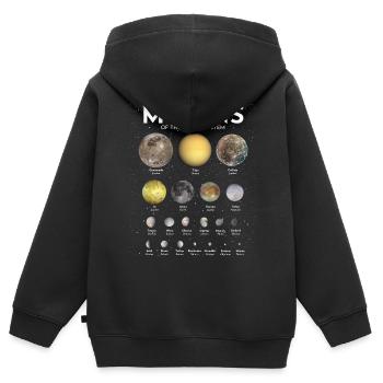 Lunes du système solaire - Sweat Premium à capuche zippé enfant bio - noir - Dos - AI Model Kid Male (0cm)