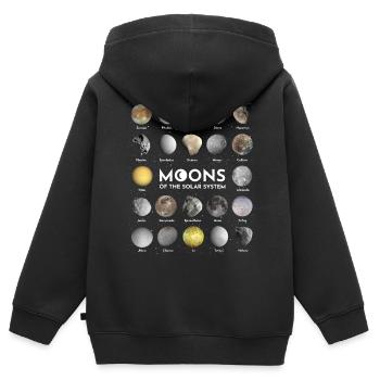 Lunes du système solaire - Sweat Premium à capuche zippé enfant bio - noir - Dos - AI Model Kid Male (0cm)
