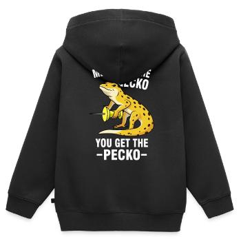 Gecko Memes - Kids Premium Organic Zip-up Hoodie - black - Back - AI Model Kid Male (0cm)