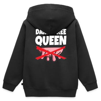 Lait d’avoine Queen sans produits laitiers intolérance au lactose - Sweat Premium à capuche zippé enfant bio - noir - Dos - AI Model Kid Male (0cm)